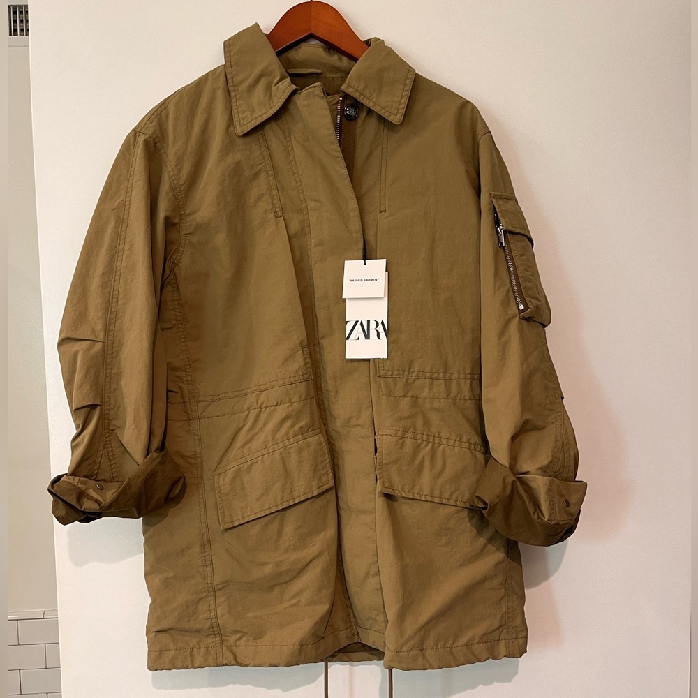 BNWT Zara Women's Khaki Military Field Barn Jacket NEW